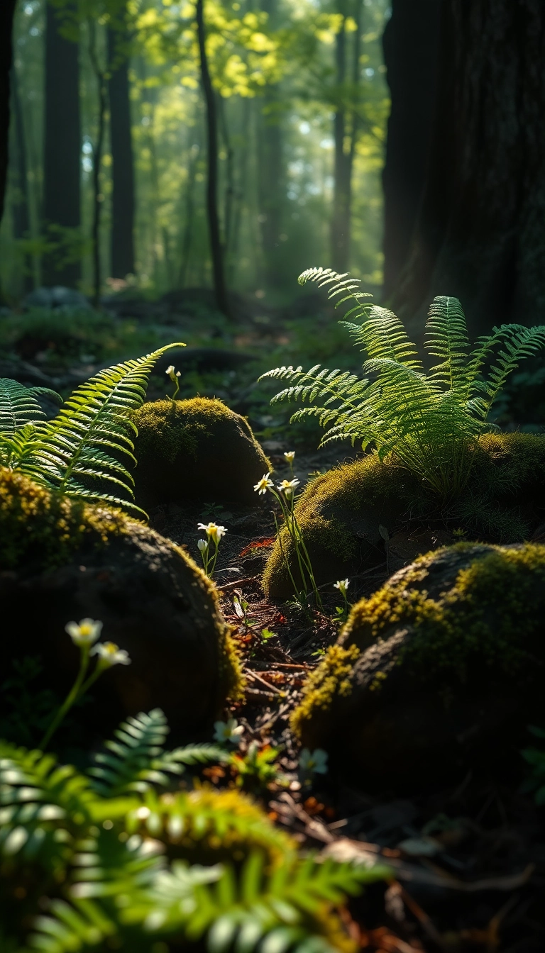 iPhone Surreal AI Spring Forest Floor Captivating Wallpaper